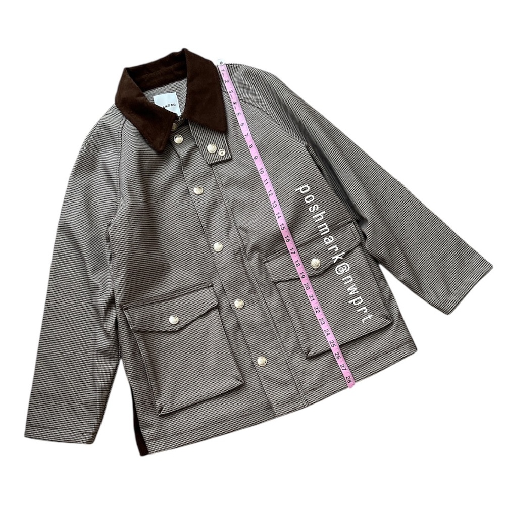 Sandro Bastille Plaid Quilted Barn Coat Field Zip Up Jacket 34 XS 0 Brown - Picture 12 of 16